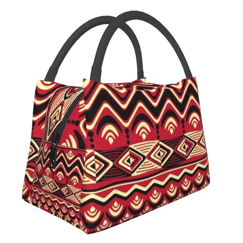 Colorful African Ankara Pattern Thermal Insulated Lunch Bags Women Geometric Lunch Container for Office Outdoor Meal Food Box