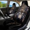 2pcs, Stylish Ed Wolf Portrait Dark Design Front Seat Covers, Perfect Fit For Single Front Car Seats, Enhances Car Interior With