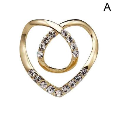 1PC Women Metal Rhinestone Scarf Heart Scarf Brooch Clip T-shirt E7U0
