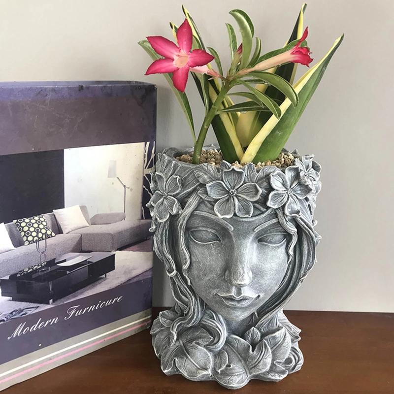 Goddess Concrete Silicone Pot Mold Succulent Flowerpot Clay Cement Plaster Molds DIY Home Garden Flower Pots Mould