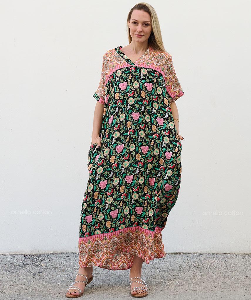 Summer Plus Size Loose Fit Vacation V-Neck Short Sleeve Maxi Dress Women Beach