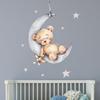 Cartoon-Bär, der auf dem Mond und den Sternen schläft, Wandaufkleber für Kinderzimmer, Babyzimmer, Dekoration, Wandaufkleber, Zimmereinrichtung