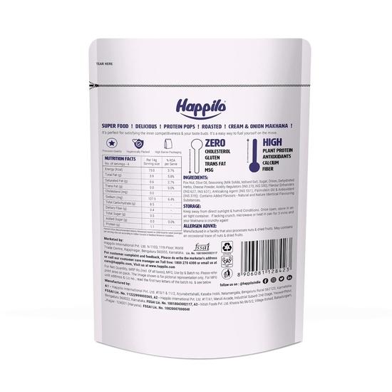 Happilo Premium Super Snack Makhana Smetana a Cibule 60g, Pražené Liščí Oříšky Zdravá Svačinka Nízkokalorické Bezlepkové a Veganské