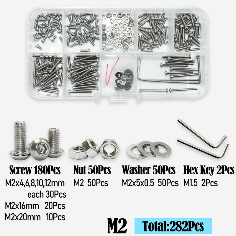

Комплект гаек и шайб с шестигранной головкой M2 M3 M4 M5 M6 из нержавеющей стали, полностью машинный болт для мебели мотоцикла