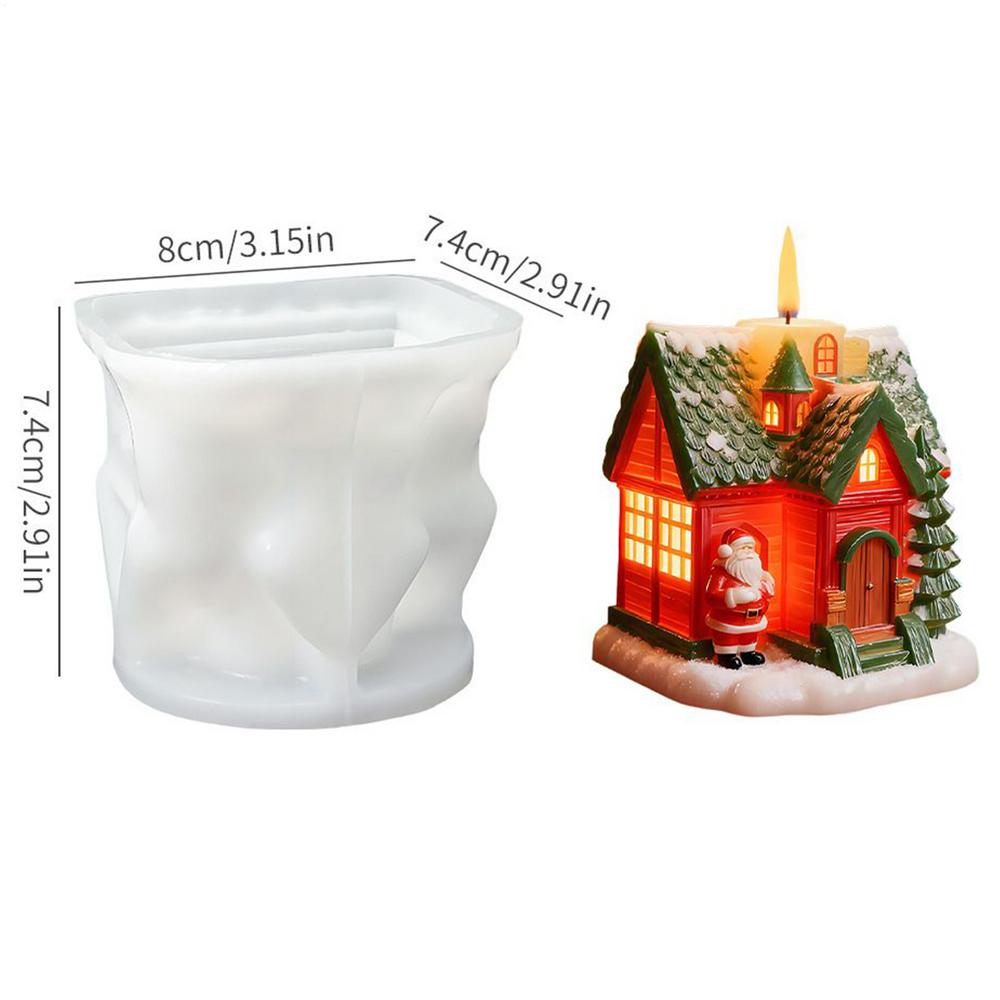 

Christmas Candle Molds Holiday House Mould 3D Silicone Mold for Resin Casting Christmas Making Home Decor Holiday Crafts білий