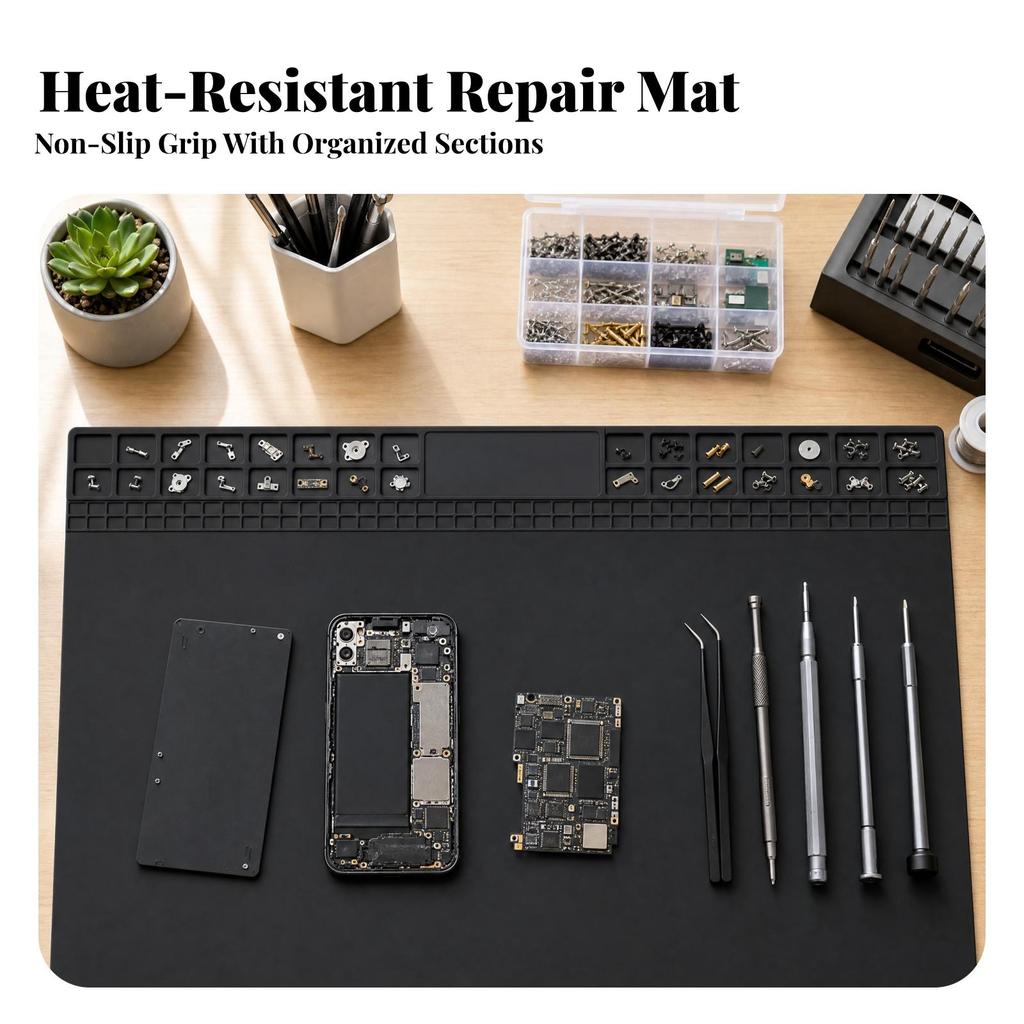 Heat-Resistant Soldering Mat Flexible Silicone Repair Work Rollable