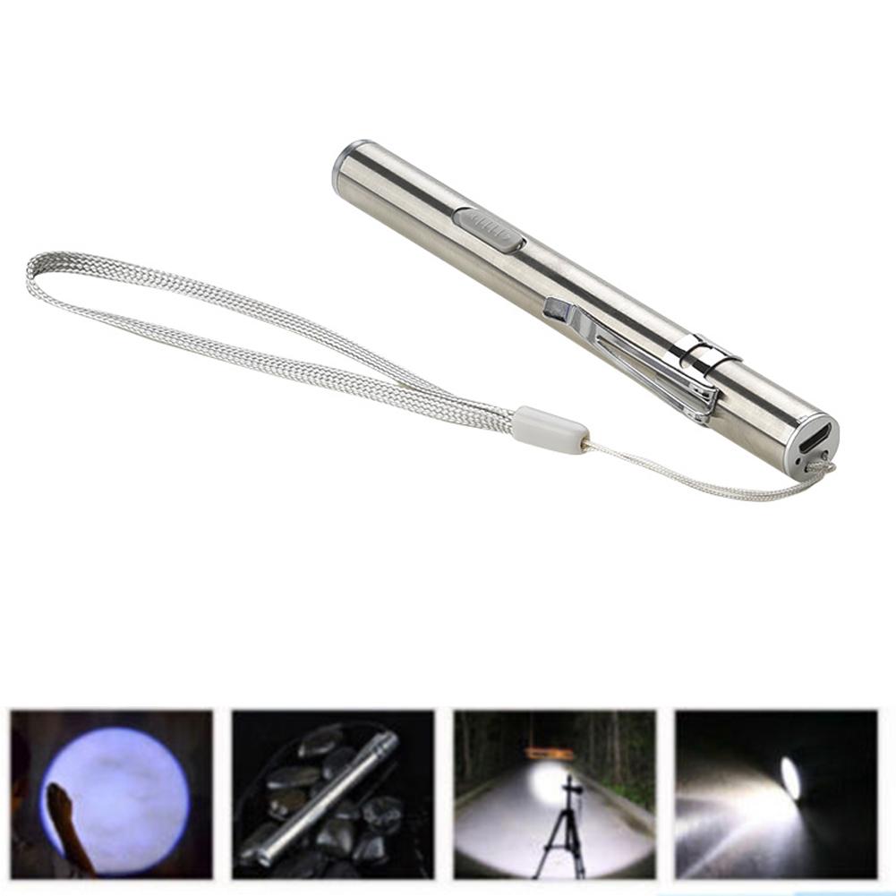500lm Miniature Flashlight Torch Pocket Pen Size LED Lamp USB Charge Night Ridin