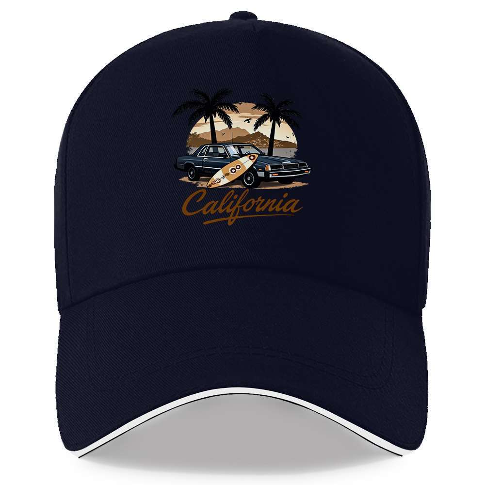 California Vintage Car Surf Sunset Baseball Cap Unisex Polyester Casual Adjustable Beach Hat