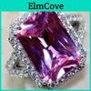 Elegant Pink Sapphire White Topaz Silver Plated Ring With Square Red Corundum