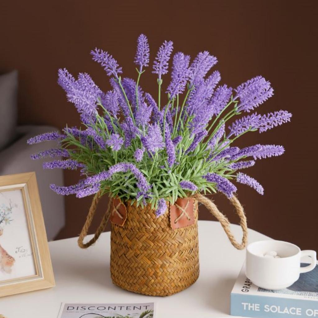 7-Branch 38cm Artificial Lavender Bouquet for Home Table Decor Hotel Wedding Floral Arrangement Fake Flower