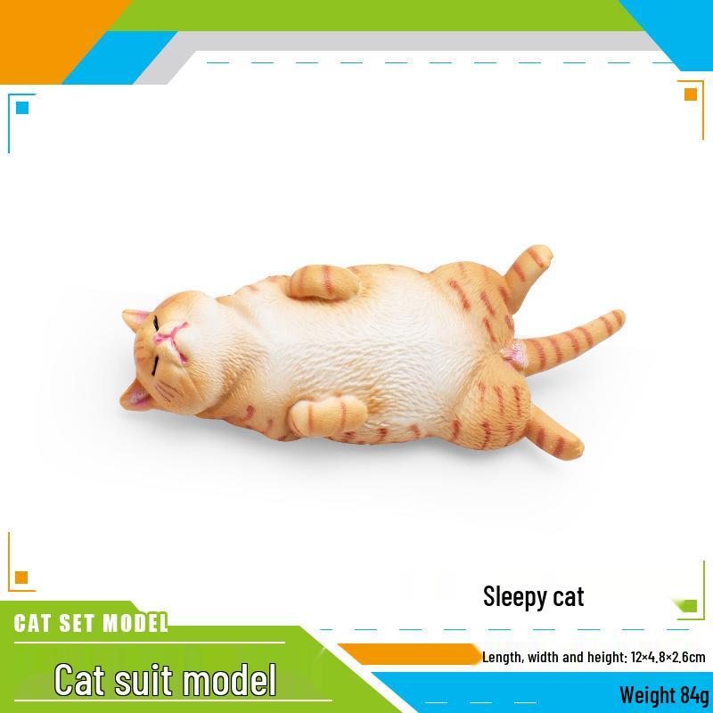 Cross Solid Cat Simulation Model Toy: Short-Haired, Fat, Little Orange, Black, and Persian Cats Ornament