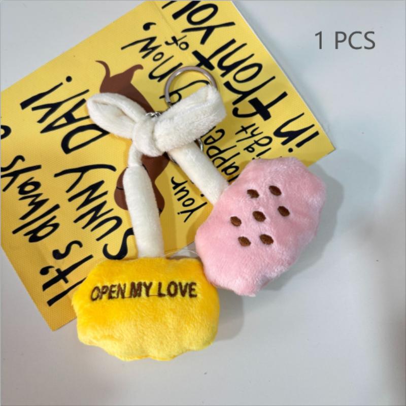 1/2 Pcs Cute Cherry Bow Plush Doll Stuffed Toys Keychain Pendant Girly Bag Charms Backpack Hang Ornaments Ragdoll Gifts Keyring
