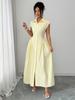European Style Elegant A-Line Maxi Dress for Women - Waist-Cinching, Spring/Summer 2026 Collection