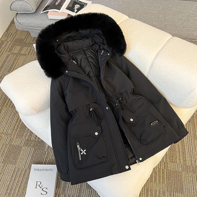 Women's Mid-Length 3-in-1 Parka: Detachable Liner, Cotton-Padded, Windbreaker Jacket.