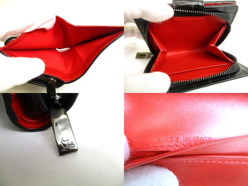 Autentyczny portfel bifold Christian Louboutin Loubi54 skórzany czarno-czerwony #a911 Odnowiony