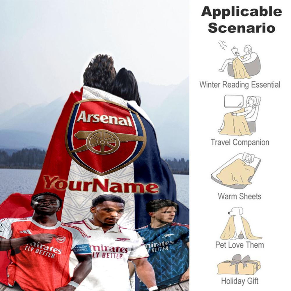 Arsenal Customize Text Blanket Cozy Personalized Blanket Durable Comfort Perfect for Office Couch Picnics Bed Ideal for All Seasons