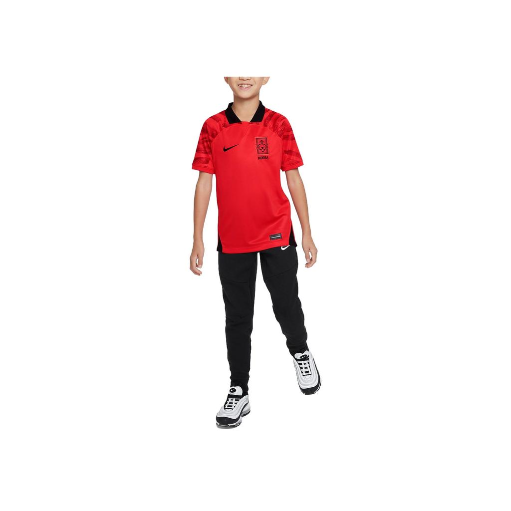 Nike Logo Print Pullover Short Sleeve Soccer Jersey Kids Tops Red DX9299-679