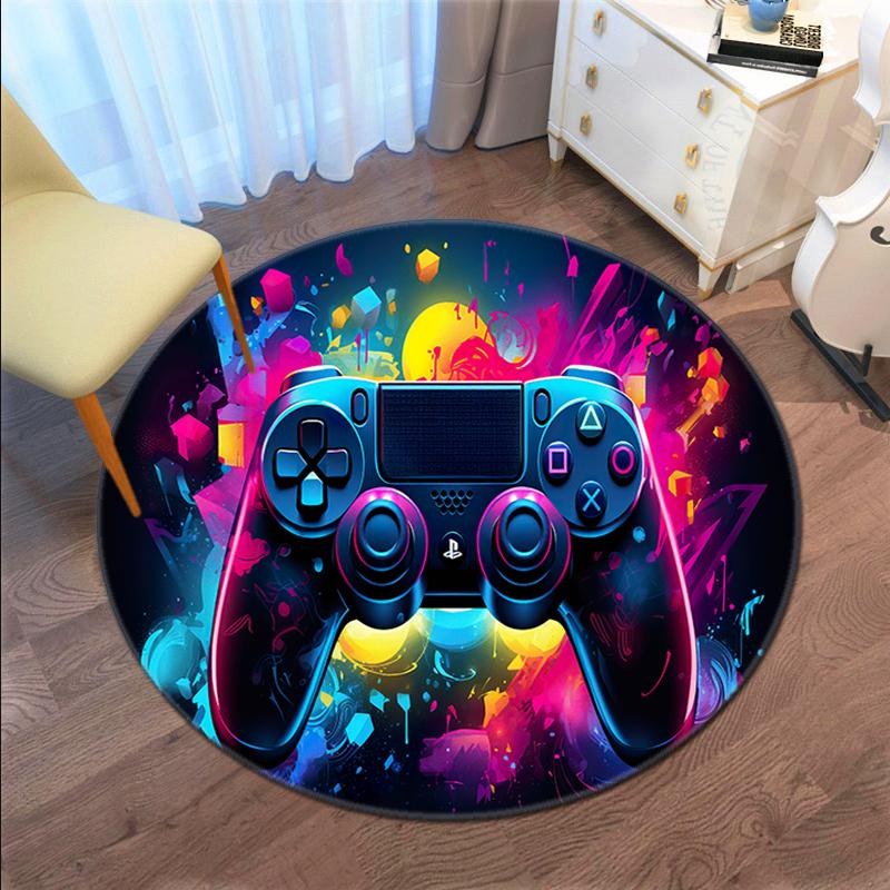 1Pc Game Theme Printed Circular Carpet, Home Door Mat, Outdoor Travel Protection Carpet A7