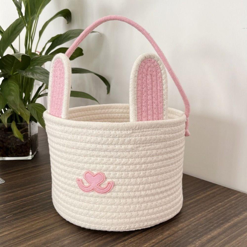 Cotton Rope Easter Egg Basket Cartoon Snacks Candy Storage Basket  Easter Holiday Party