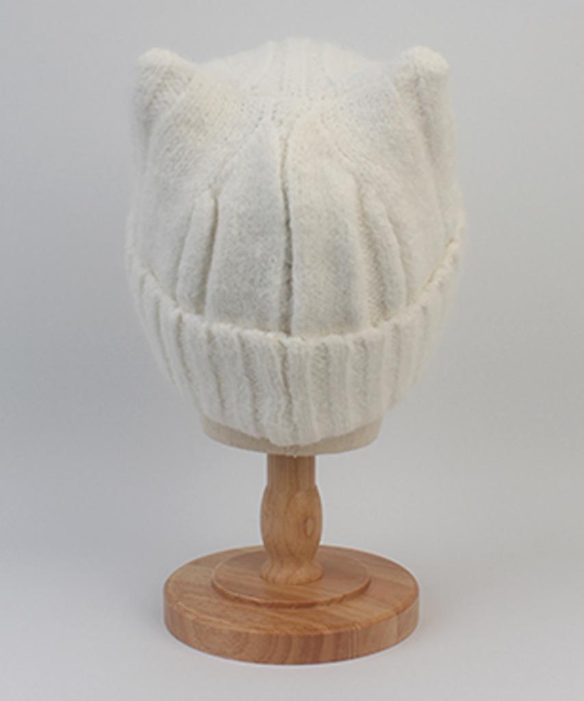 Yunibeosyeolkemiseuteuli Wool Cat Ivory Bubble Beanie Cat Beanie