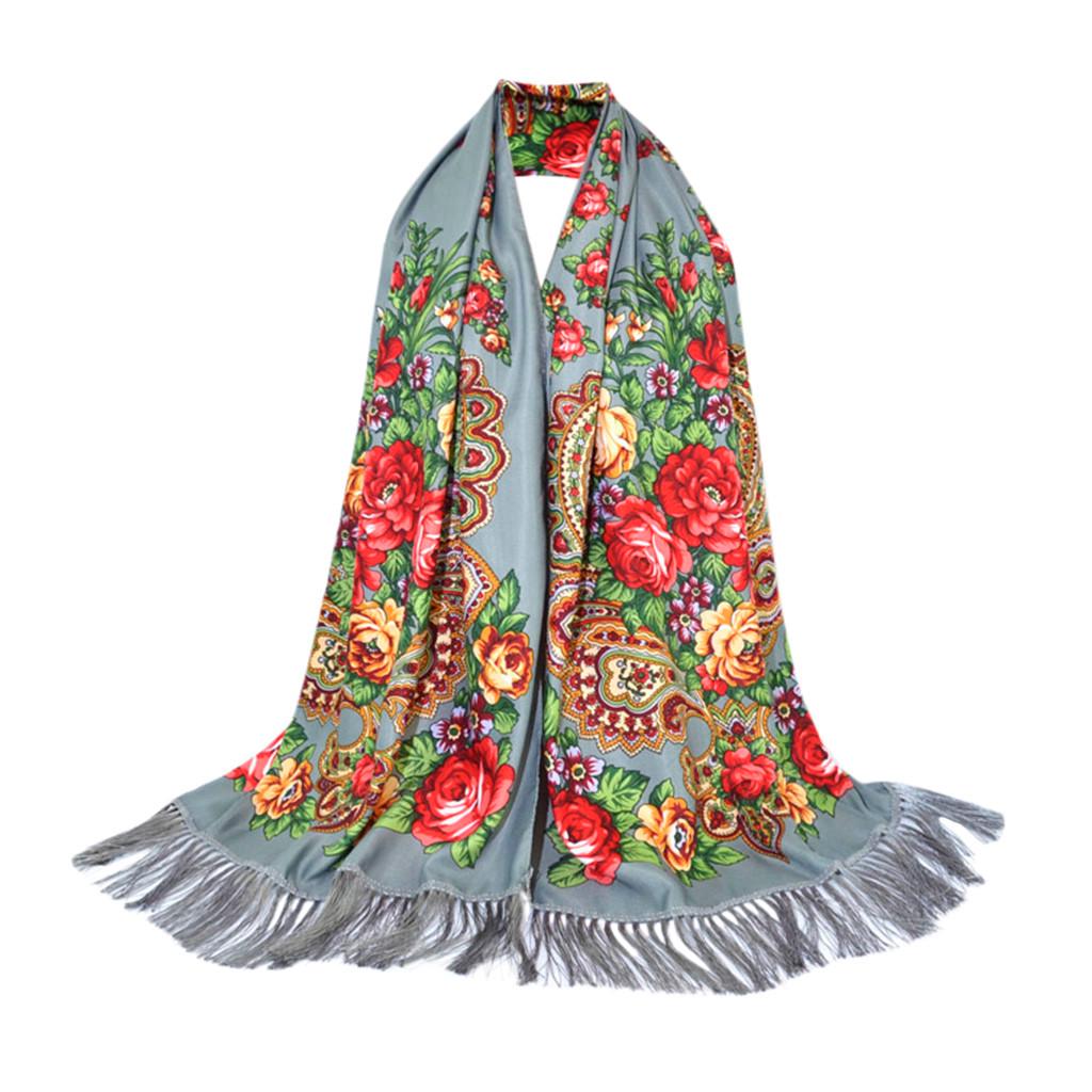 Women Lady -Custom Print Tie Tassel Square Scarf Wrap Shawl Travel Scarve