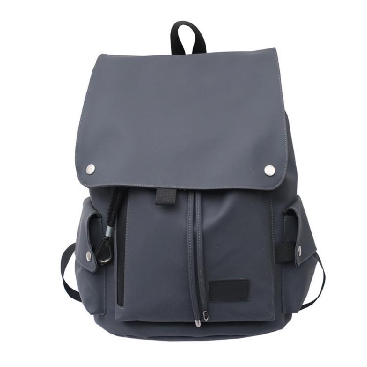 Versatile Student PU Backpack Water Resistant Large Flap Cover Drawstring Daypack School Book Bag for Daily Essential