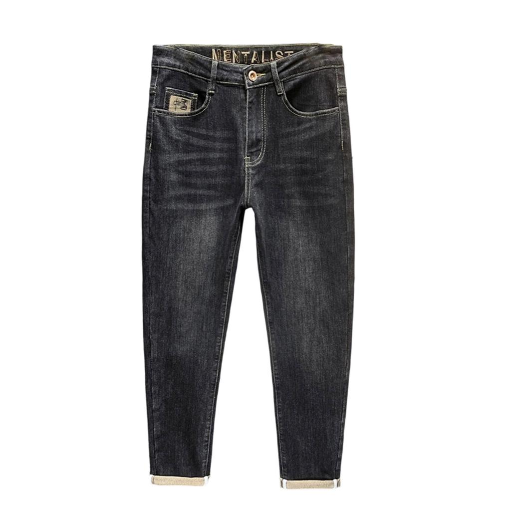 Herren Business Stretch Baumwollhosen, Herren Gerade Slim All-Match Bestickte Jeans Herren