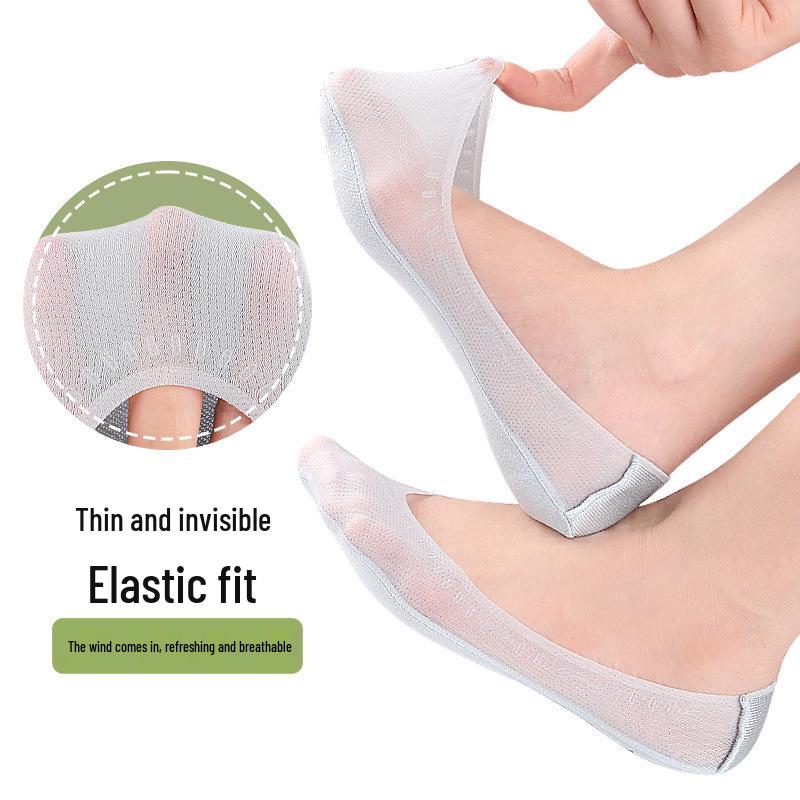 Women's Seasonal Stretchy Boat Socks - Thick Heel, Pressure Relief, Invisible Low-Cut, Non-Slip, Anti-Abrasion.