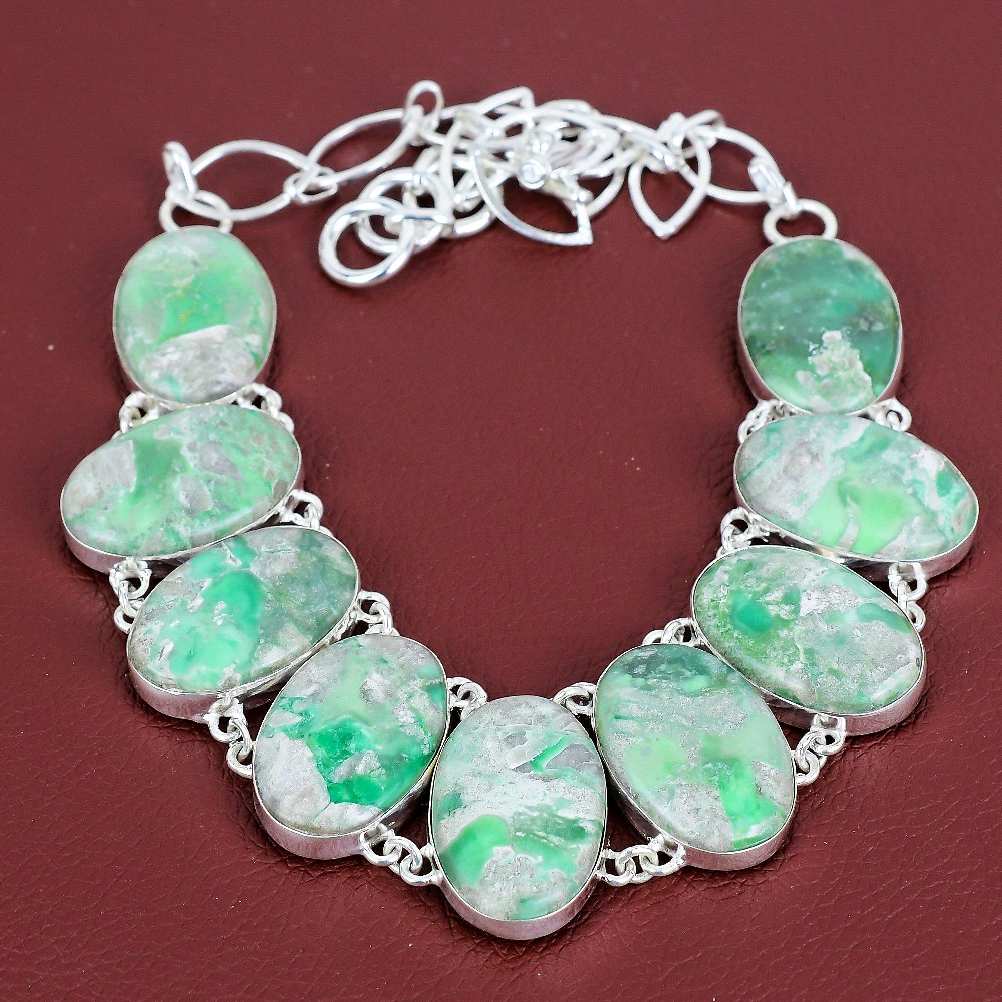 Variscite necklace original gemstone necklace 925 sterling silver necklace adjustable chain necklace handmade elegant jewelry wedding gifts Adjustable