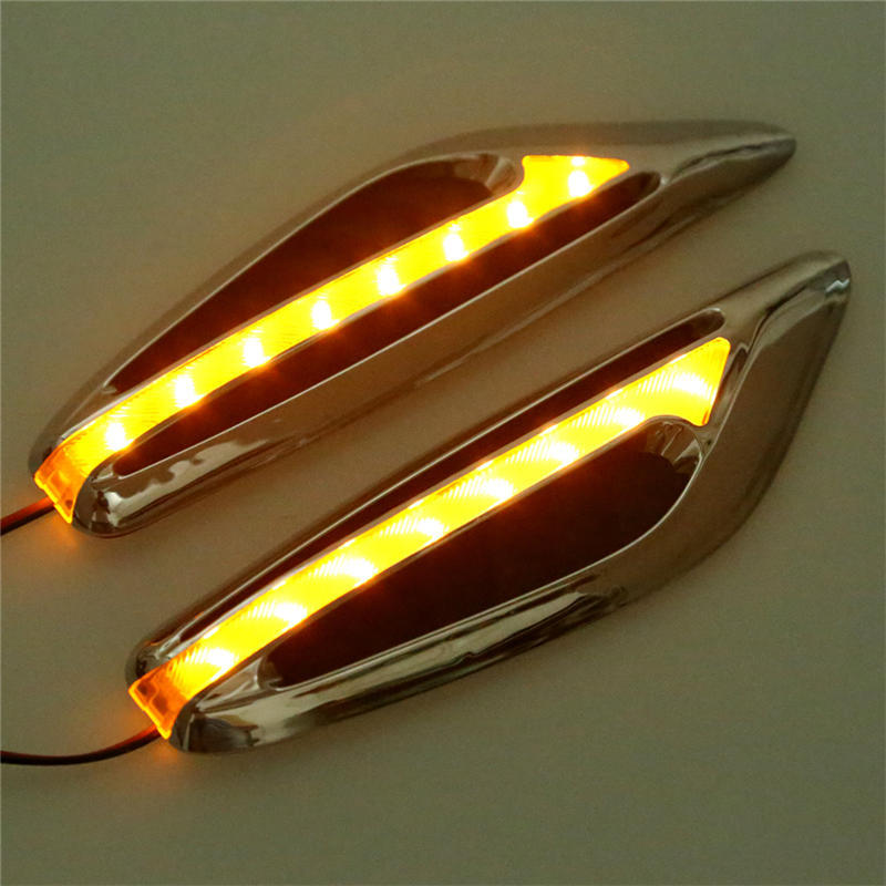 Pair(2Pieces) Universal Blade Steering Light Fender Side Marker Light Car Led Turn Signal Lamps Yellow Red Blue White