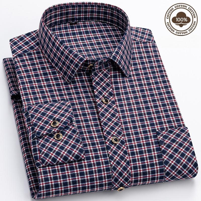 Flannel Shirt Jackets for Men Long Sleeve Regular Fit Button Down Work Shirts Outwear Men's Casual Plaid Heavyweight Cotton Shirt With Pockets