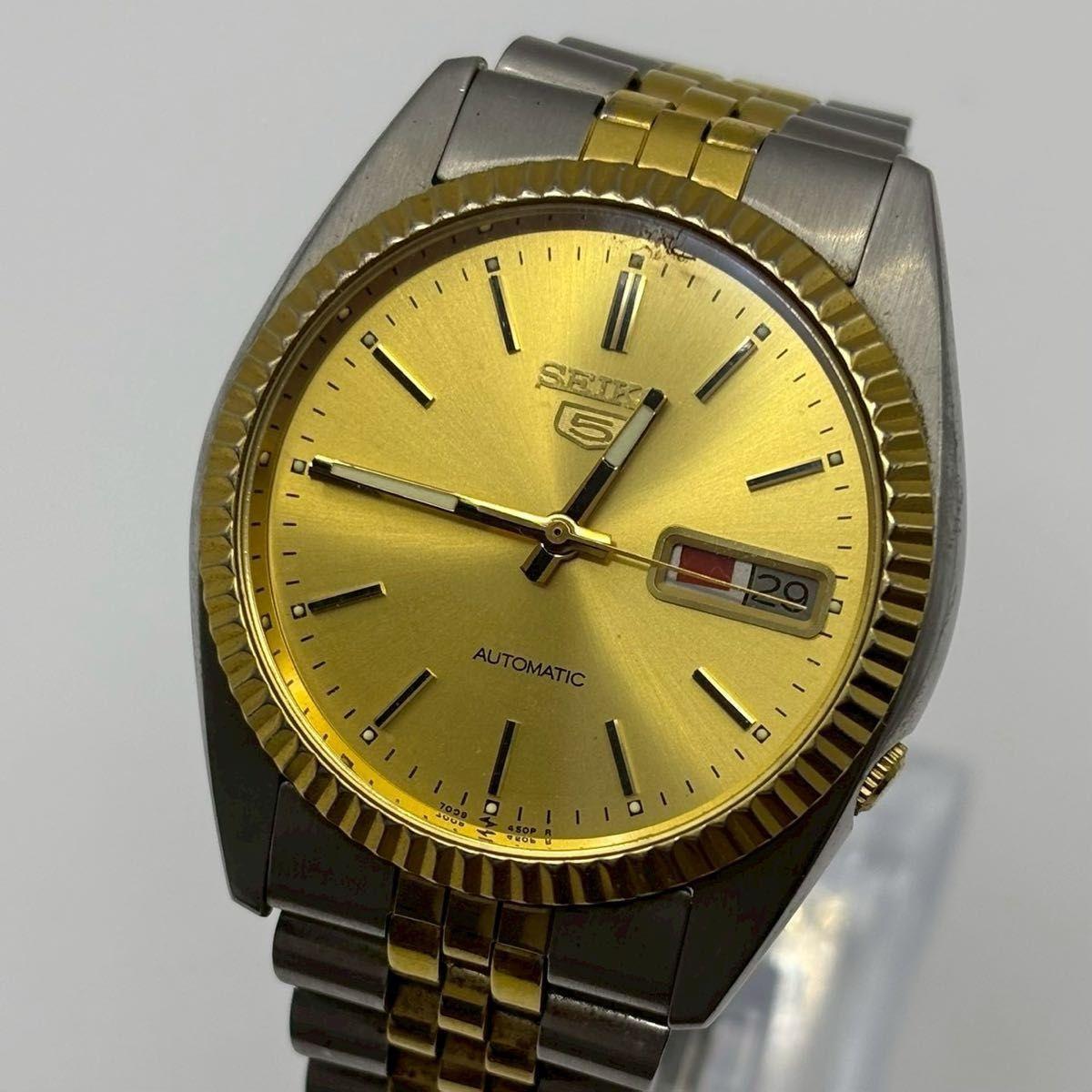 [Operation/Automatic] SEIKO5 Gold x Gray Day Date Men s Watch Seiko Five