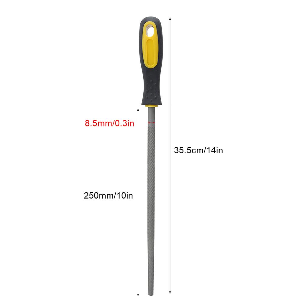 10in Round Mill Steel File Rasp with Handle Sharpening Shaping Tool for Metal Leather