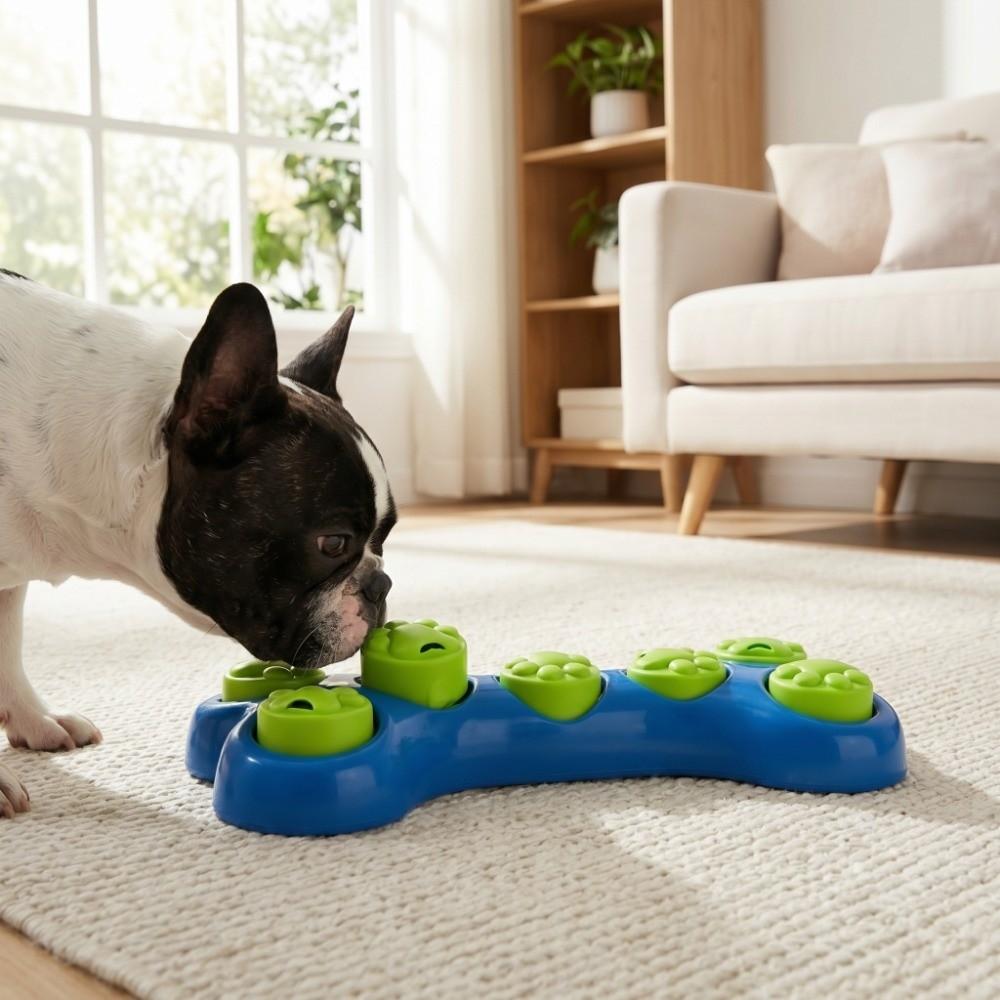 Non-Toxic Interactive Puzzle Feeder Colorful Bite-Resistant Bone-Shaped Feeder Interactive Toy Feeding Supplies