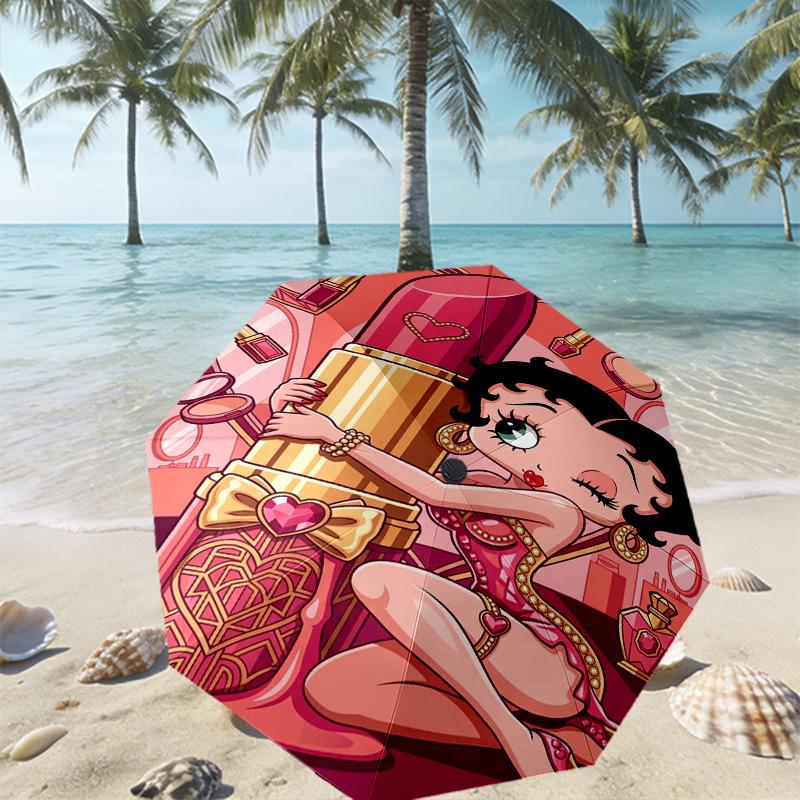 Betty Boop Print Umbrella Automatic Opening/ Closing - Portable Foldable Design - Daily Use for Travel/Outdoor - Gift for Birthday