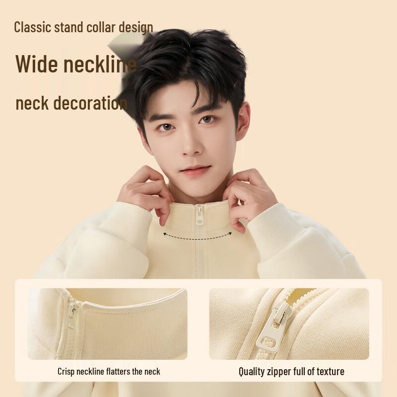 JEEP SPIRIT Men's Fleece Half-Zip Stand-Collar Sweatshirt