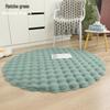 Cream Faux Rabbit Fur Round Rug - Bubble Fleece Bedroom Bedside Cushion Mat