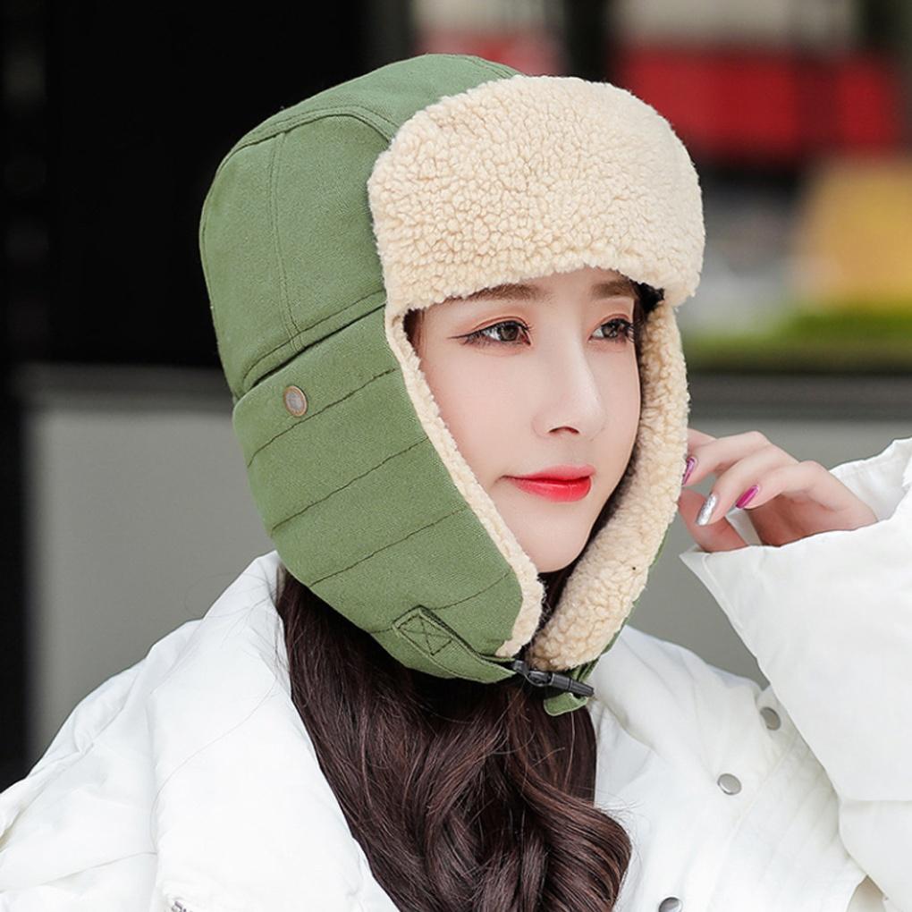 Warm earflap chestnut hat khaki thermal winter hat