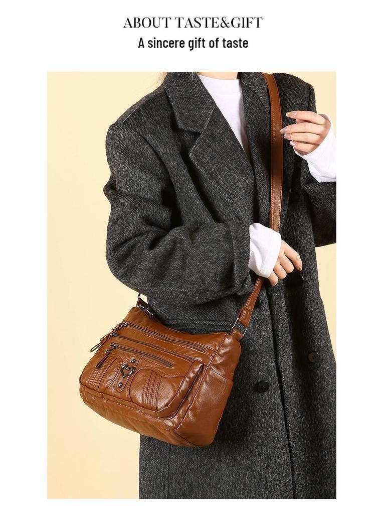 Borsa a Tracolla Grande Capacità in Morbida Pelle da Donna 2025 - Multitasche, Pratica, Borsa a Spalla Casual per Madri di Mezza Età