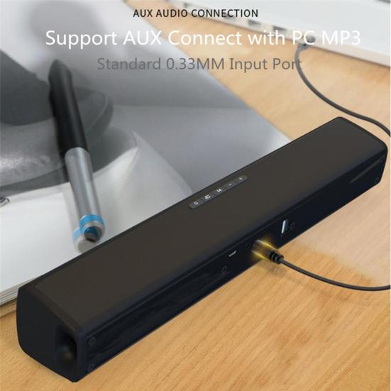 BS-28A Tragbarer Bluetooth-kompatibler Stereo-Lautsprecher UKW-Radio TF-Karte Heimkino-Soundbar