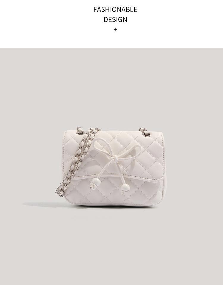 2025 Women's Fashion Bow Small Square Crossbody Bag - Versatile and Chic with Chain Detail