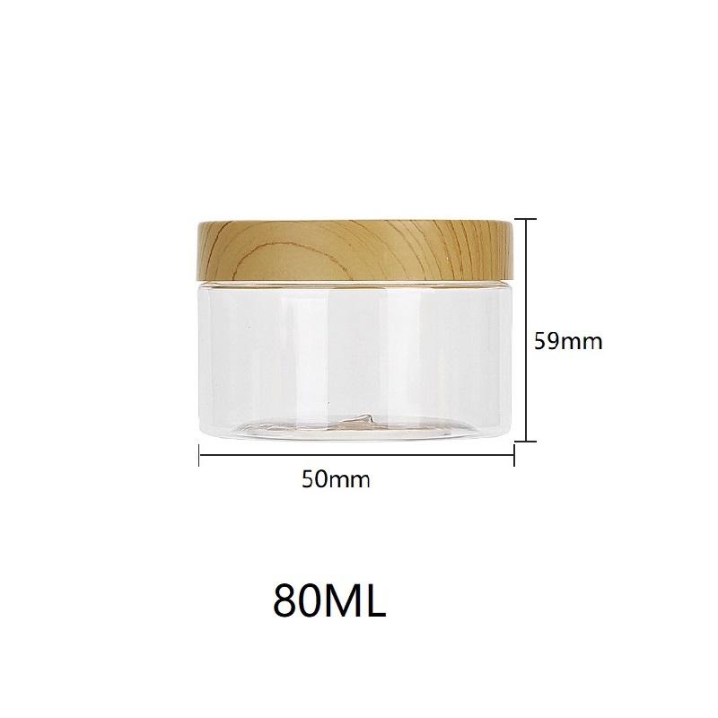 1Pc Plastic Clear Empty Jars Containers with Imitation Wood Texture 30ML-300ML Seasoning Storage Jars for Home Use with Lids