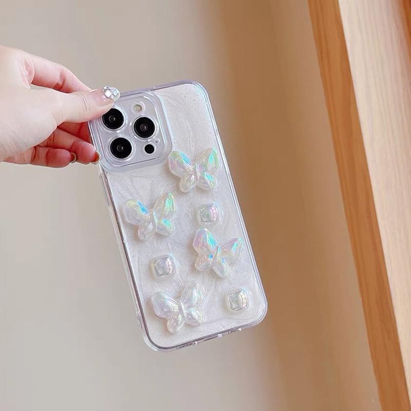 Epoxy Glitter Mobile Phone Case For Iphone17Promax Colorful Butterfly Wind Apple 16 Pearl 15 Soft