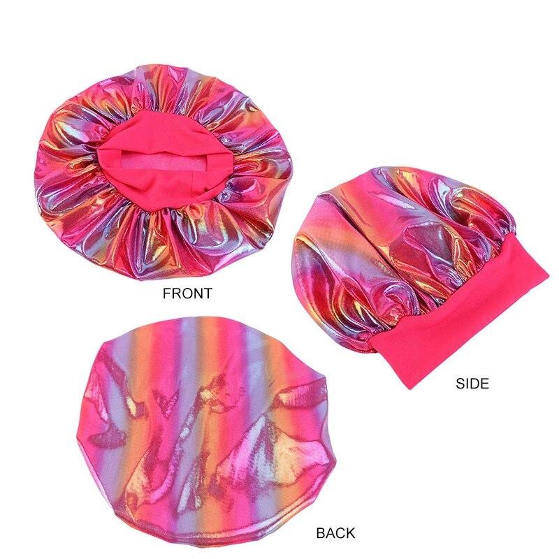 Laser Wide-brimmed Night Cap New Ladies High Elastic Hair Band Shower Cap European And American Fashion Turban Cap