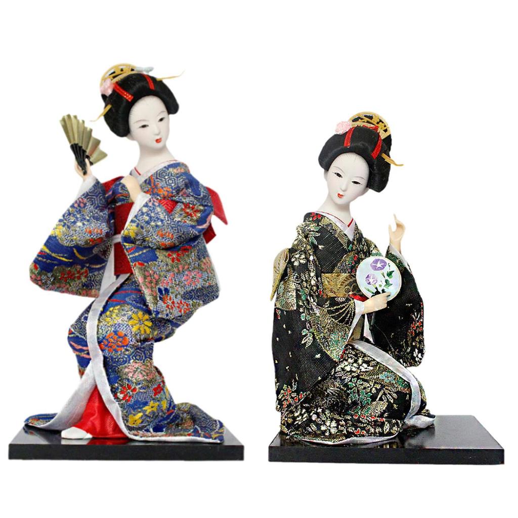 Japanese Kimono Doll Wooden Toy Table Statuette Craft Miniature Kimono Geisha Figurine for Shop Home Decorative Cabinet Indoor