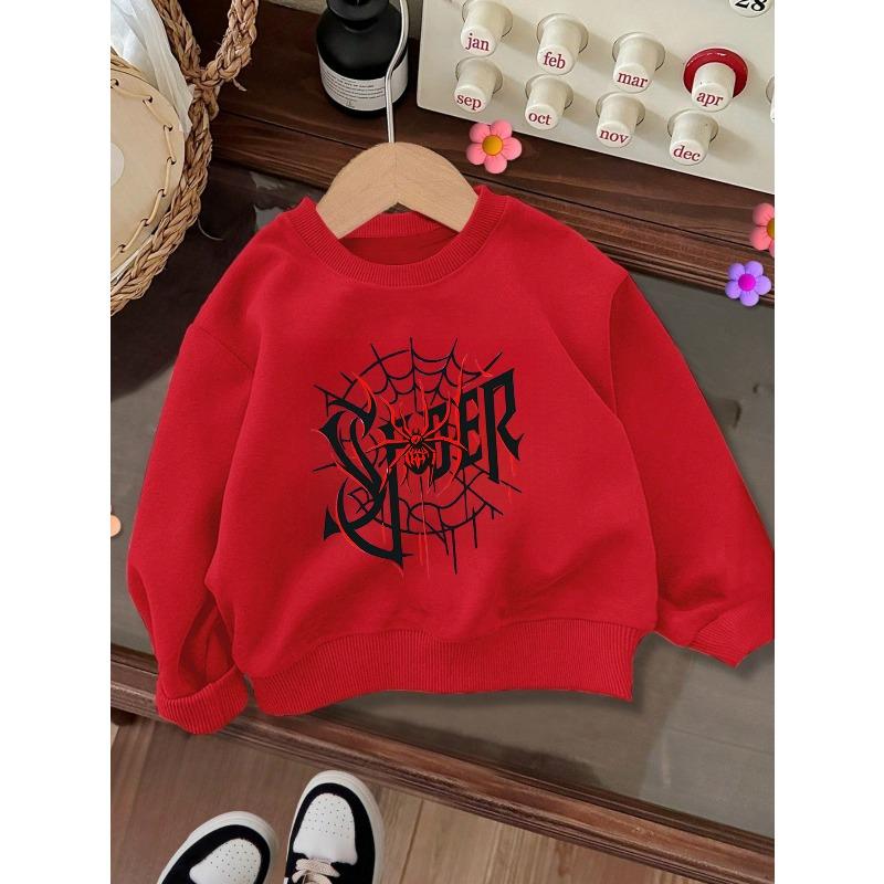 Kids Crewneck Sweatshirt, Warm Long Sleeve Round Neck Pullover, Autumn Winter Casual Tops