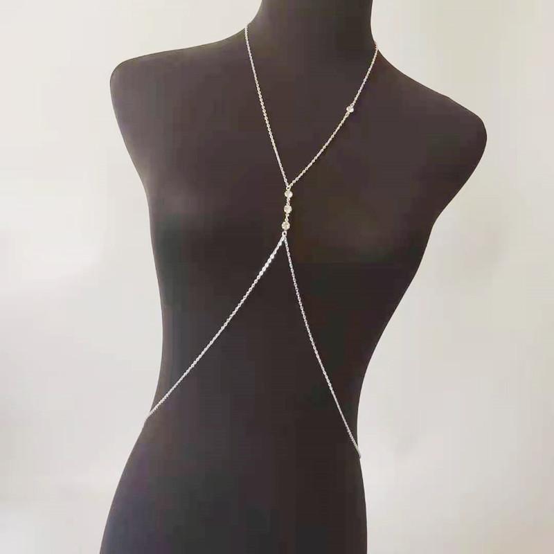 

Summer Waist Chain Chest Chain Women Sexy Street Photography Rhinestone European and American Beach Style Necklace Body Chain