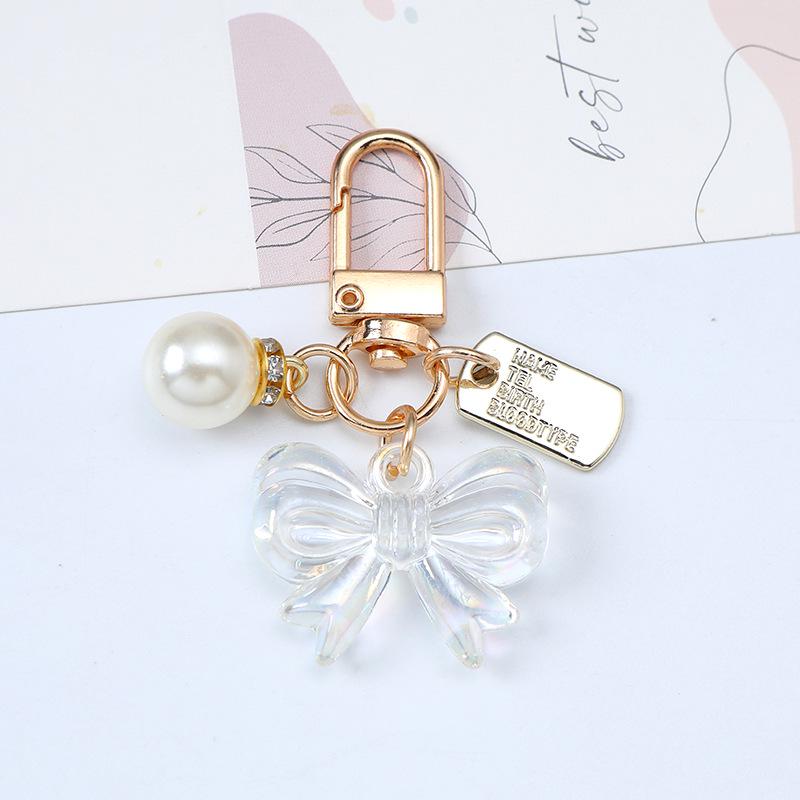 Iridescent Pearl Bow Keychain Pendant & Cute Earphone Case Bag Charm