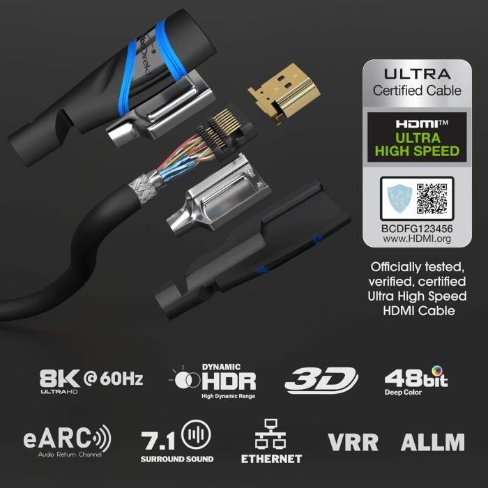 Câble HDMI - KABEL DIREKT - 3 m - HDMI 2.1b Certifié - 8K/10K - Ultra High Speed