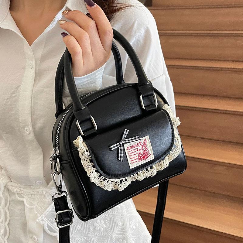 Korean Version of Sweet Ballet Style Dopamine Portable Boston Bag Commuting Versatile High Sense Foreign Style Messenger Women's Bag